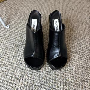 NWT Stunning rare 2000s vintage y2k black platform chunky open toe sandals